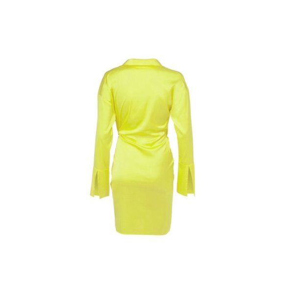MOTHER OF ALL Gisele Silk Mini Dress - Neon Yellow SIZE S - Picture 3 of 11